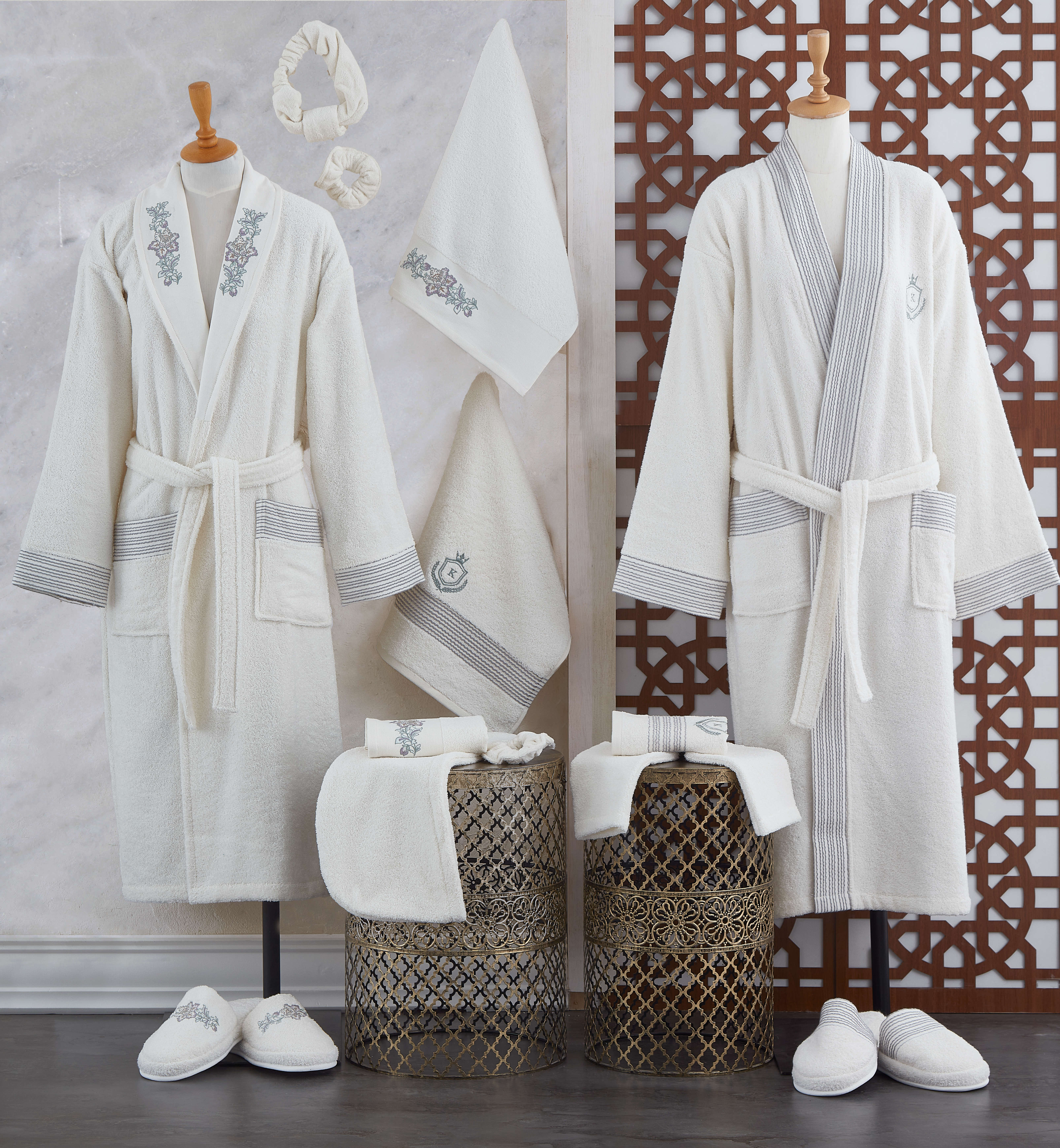 Buy Navalli | Family Set 16 Pcs of Bathrobes from karaz linen online and get a exulde brand with colour Off White
